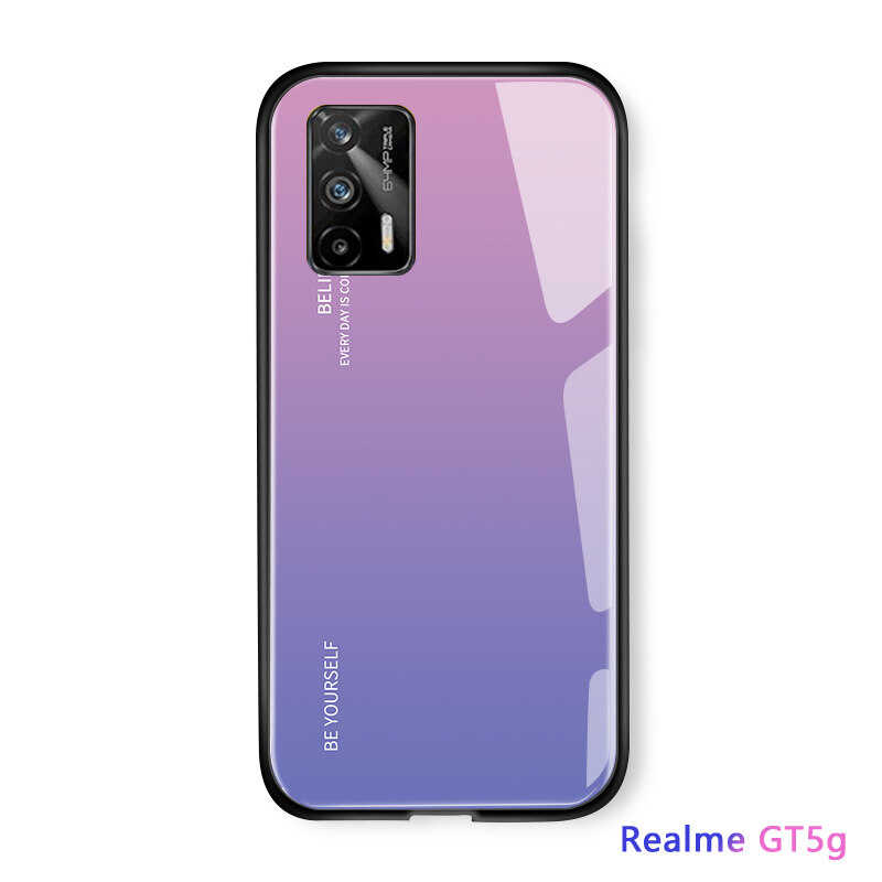 Hontinga Ốp Lưng Cho Realme Q3 Pro 5G Ốp Lưng Cầu Vồng Cực Quang Sang Trọng Ốp Dòng Gradient Ốp Lưng Điện Thoại Cường Lực Chống Sốc Ốp Lưng Kính Ốp Cứng Cho Nữ Cho Nam