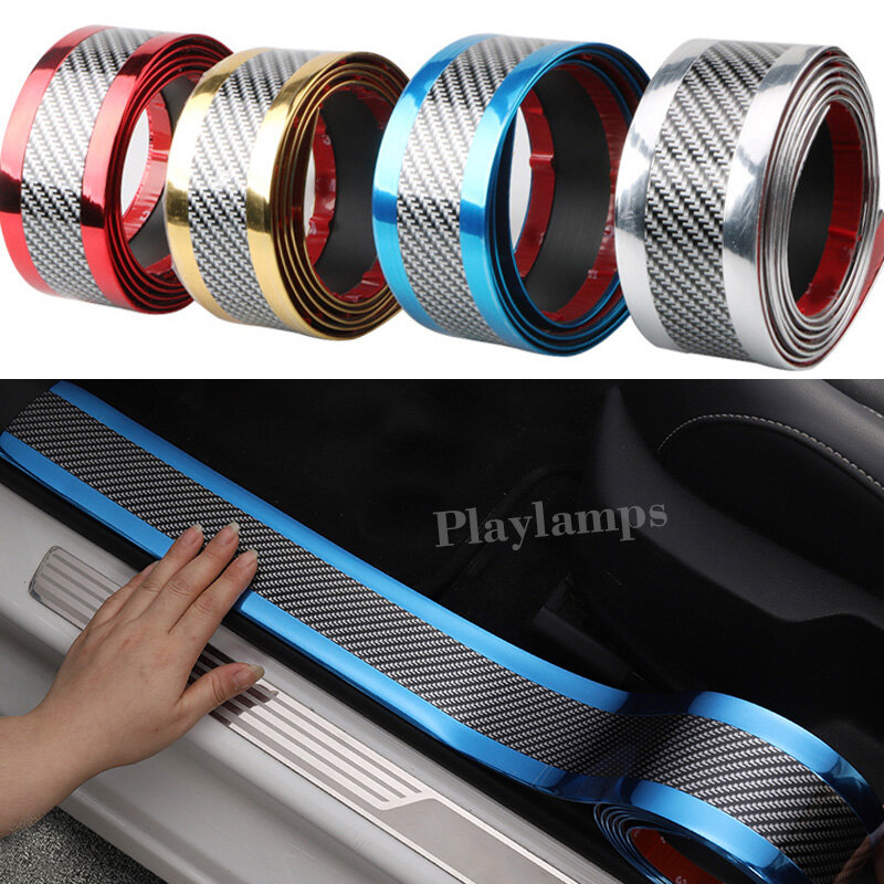 Tấm Cản Xe Ô Tô Dải Nhãn Dán Xe Phim Sợi Cacbon Bóng Loáng Cao Màng Bọc Chống Va Chạm Ngưỡng Cửa Bảo Vệ Phụ Kiện Phong Cách Ô Tô