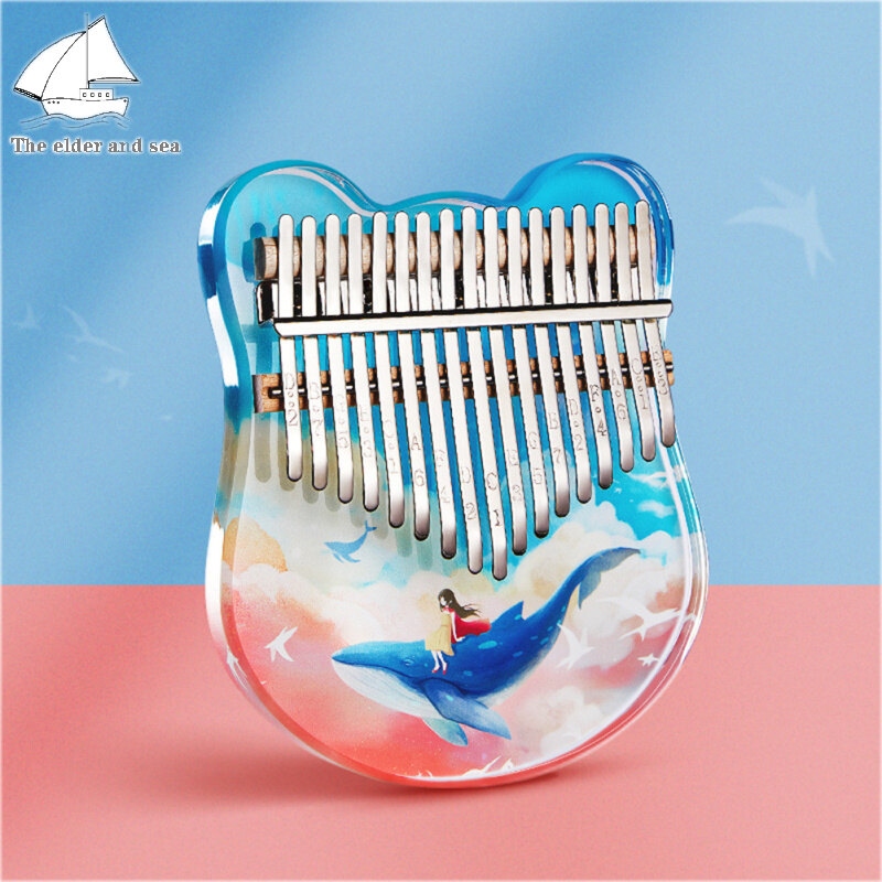 Eldersea đàn kalimba đàn piano ngón tay trong suốt 17 tông/21 tông acrylic 2022 đàn kalimba, quà tặng kèm cần búa điều chỉnh nhạc cụ vẽ âm thanh tuyệt vời