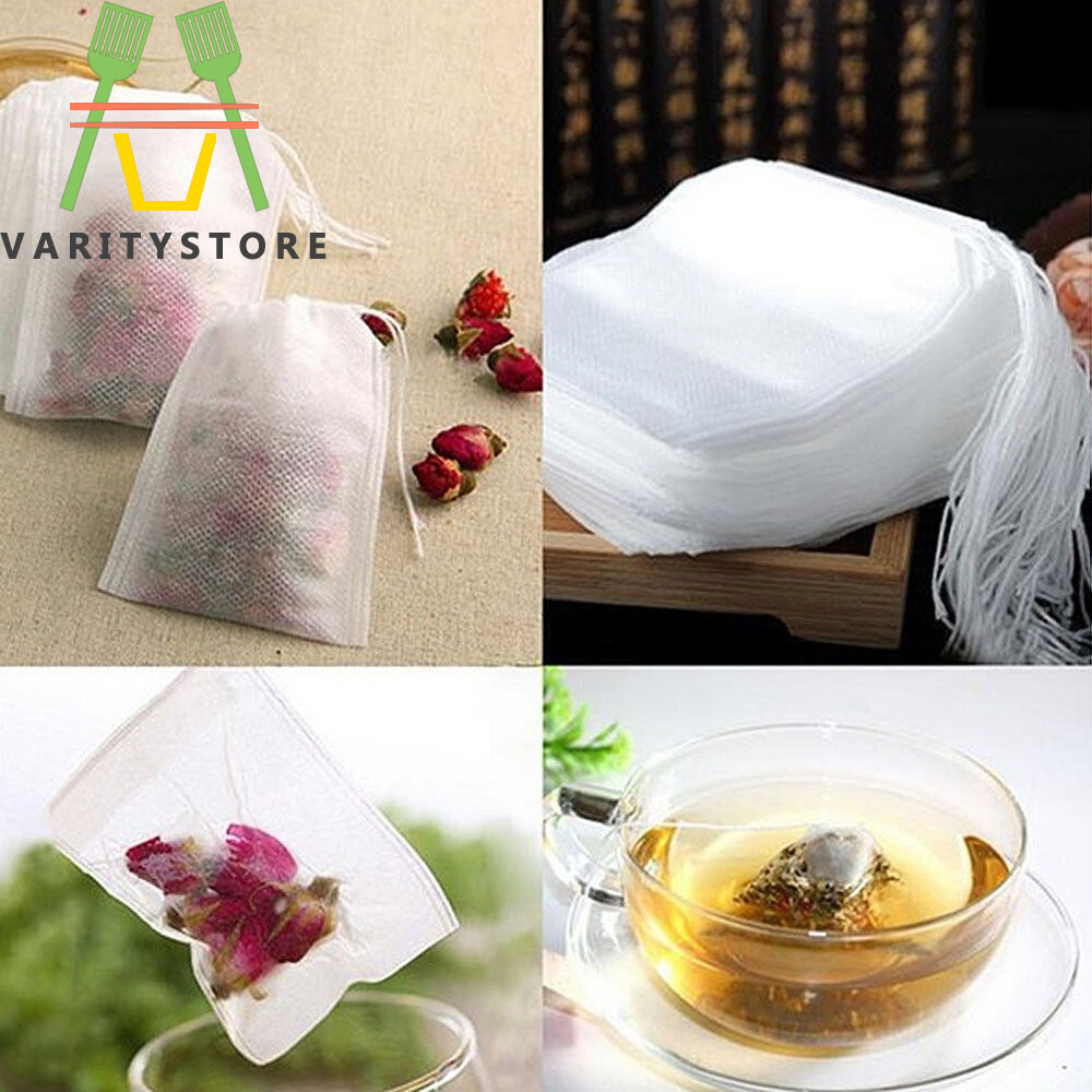 50 Túi Trà Không Dệt, Túi Lọc Trà Rỗng Giấy Niêm Phong Lỏng Thảo Mộc 100 Chiếc Túi Giữ Nhiệt Dùng Một Lần