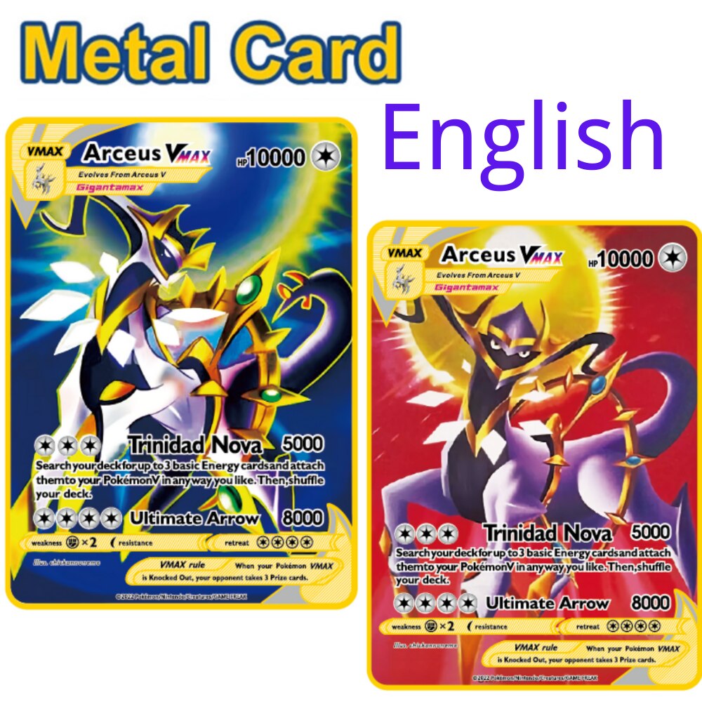 10000hp arceus Vmax DIY En Pokemon thẻ trong Tiếng Anh sắt kim loại chữ pokmo trẻ em Quà Tặng Trò chơi bộ sưu tập thẻ