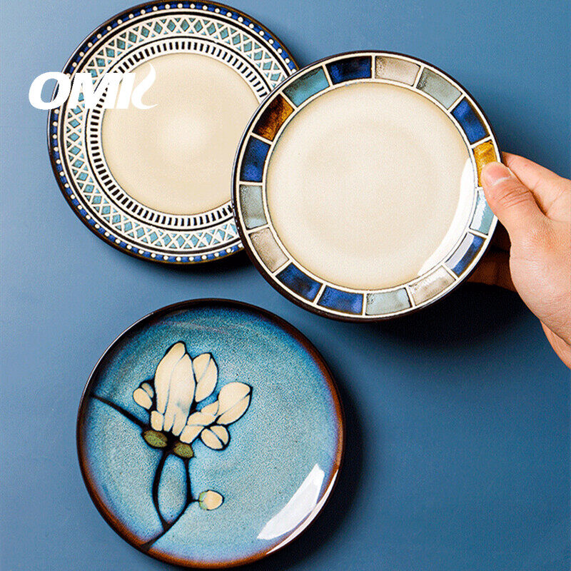 Omk gốm phong cách Nhật Bản đĩa ăn tráng miệng bánh đĩa đĩa nhỏ