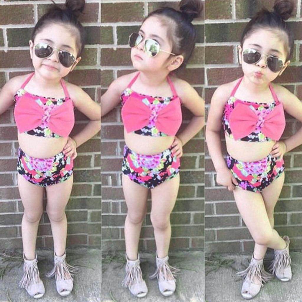 Đồ bơi cho bé gái và mẹ đồ bơi Đồ bơi bikini in họa tiết hoa mùa hè bé gái