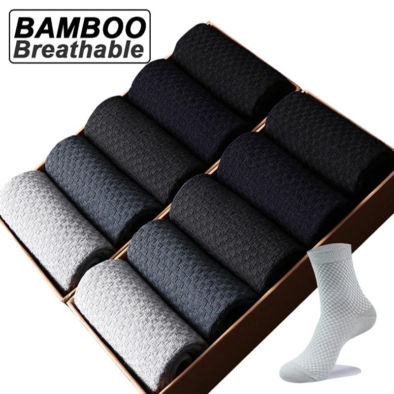 High Quality Men Bamboo Fiber Socks Men Breathable Compression Long Socks Business Casual Male Large size