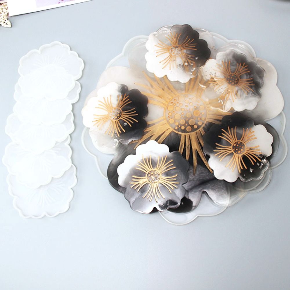 Hoshi Epoxy hình hoa tấm lót bằng silicon đúc nhựa khuôn dụng cụ đất sét đế lót chén Coaster khuôn