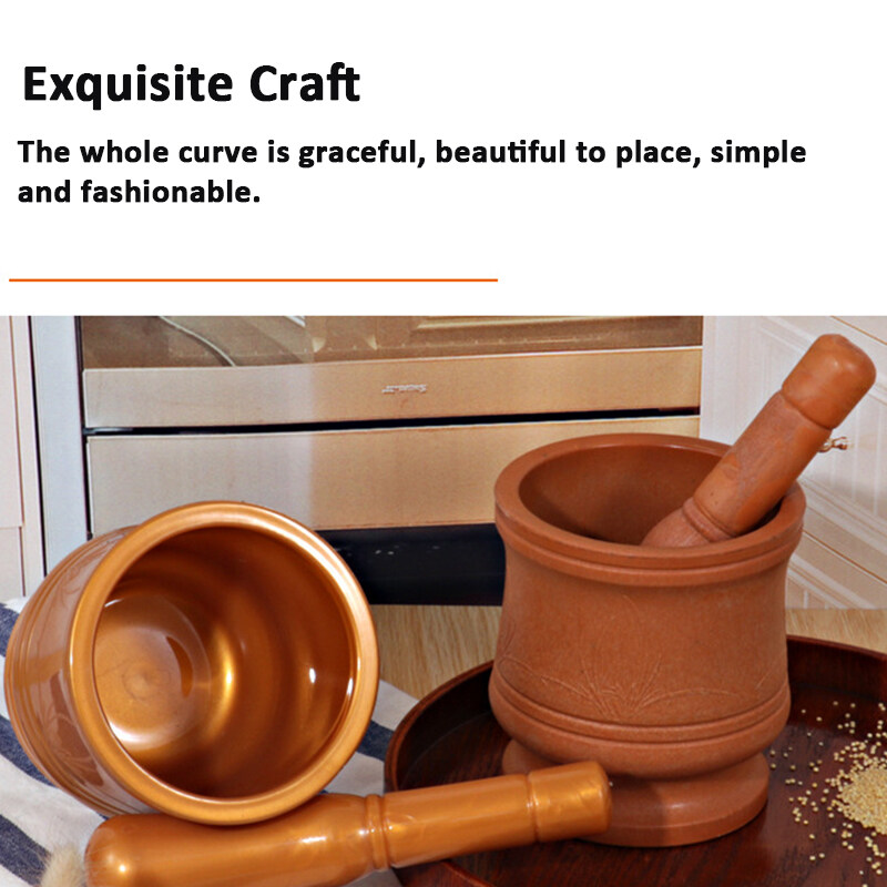 Generic Mortar Pestle Set Guacamole Herbs Spice Grinder Bowl Food Mill Mixing Bowl Rod Wood