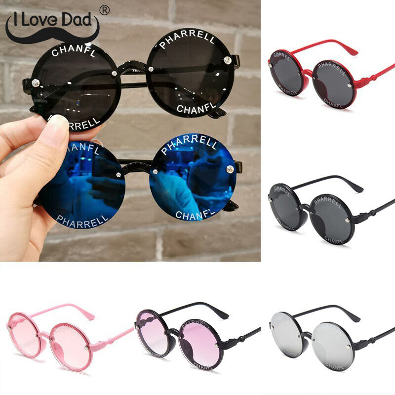 Kính mát tròng hình tròn in chữ hợp thời trang cho bé - INTL