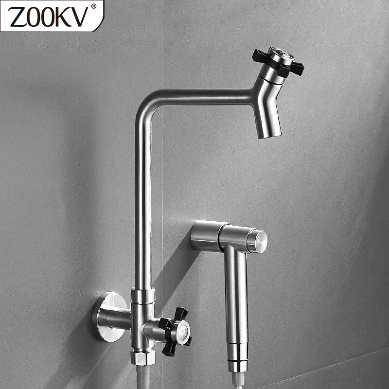 Zookv Lạnh Đơn Tường Mouted Vòi Phun Đặt 304 Thép Không Gỉ Vòi Nước Trang Phục Thích Hợp Cho Nhà Và Ngoài Trời 904a/LR92B +
