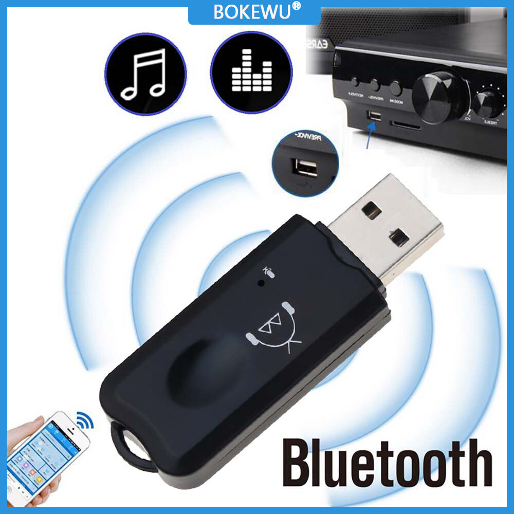 BOKEWU Bộ Thu USB Bluetooth 5.0 Bộ Chuyển Đổi Âm Thanh Stereo Không Dây Có Mic Cho Xe Hơi Máy Vi Tính Máy Nghe Nhạc MP3 Loa Tai Nghe