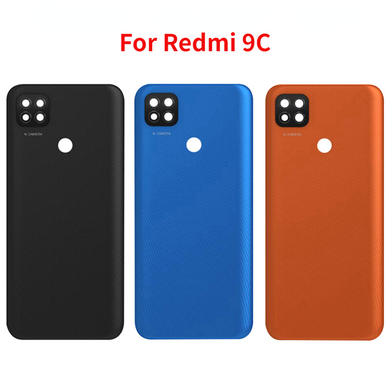 Back Cover For Xiaomi Redmi 9C Rear Door Housing Back Case with Camera  Frame Lens+Side Keys with Logo Repair Parts