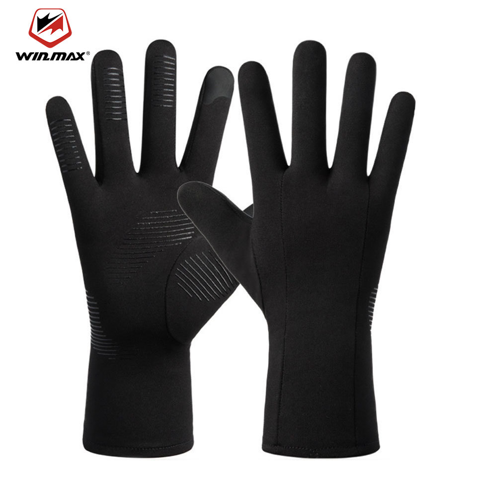 Winmax คุณภาพสูงสีดำ Anti-SLIP Touch Screen ถุงมือกันน้ำขี่จักรยานถุงมือ M/L/XL Touch Screen Cycling Equipments ราคา 175 บาท*ส่งฟรี