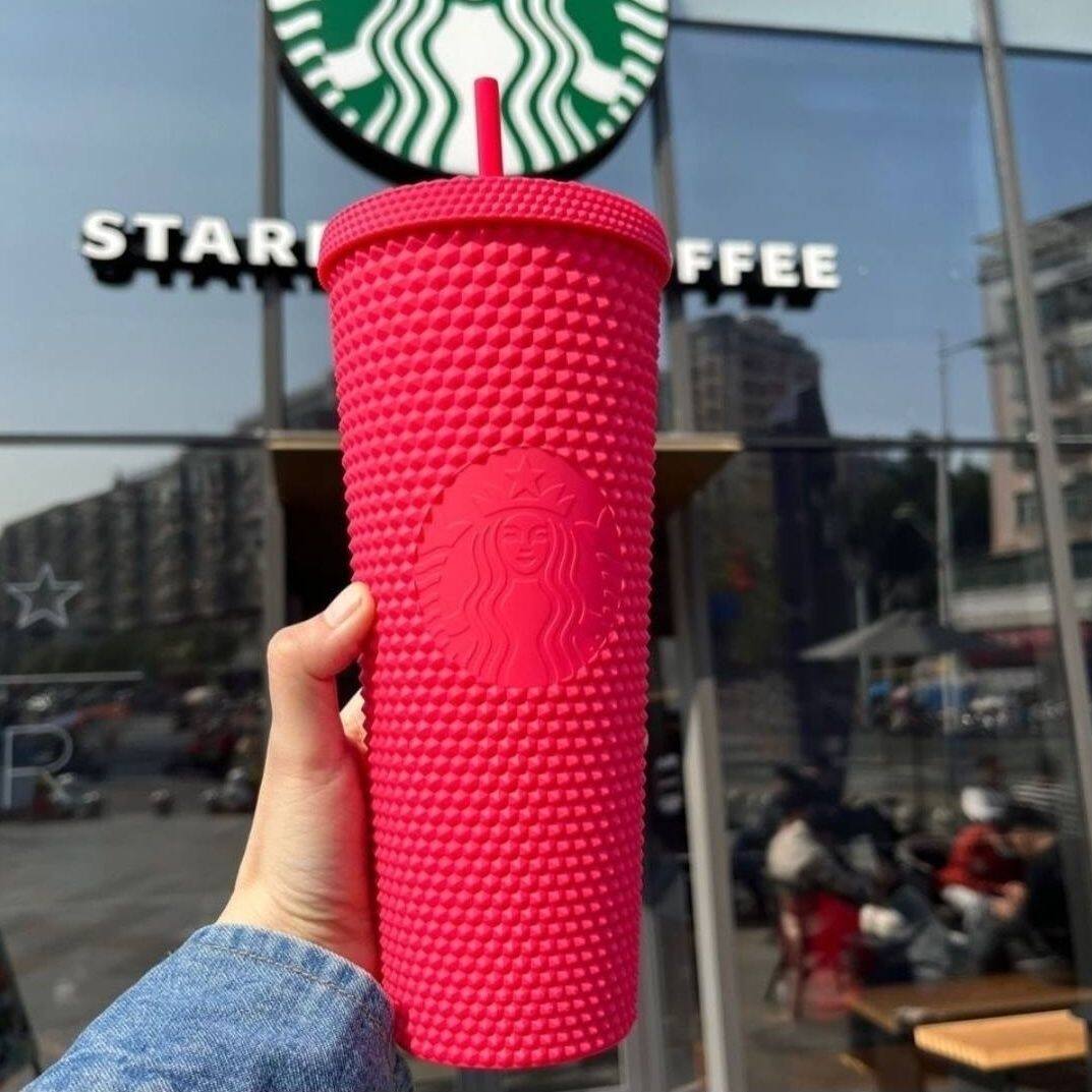 Startbuck cửa hàng chính thức Starbuck rơm Starbuck cốc sầu riêng Ống hút nhiều màu cốc Internet người nổi tiếng Gradient cầu vồng cốc nhựa 710ml dung tích lớn Sao cốc