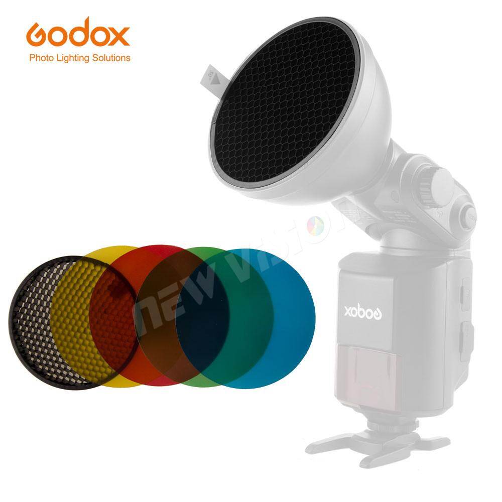 Godox AD-S11 4 Màu Gel Lọc Gói + Tổ Ong Lưới Bìa Reflector Kit Cho Witstro Flash AD200 AD180 AD360 AD360 II