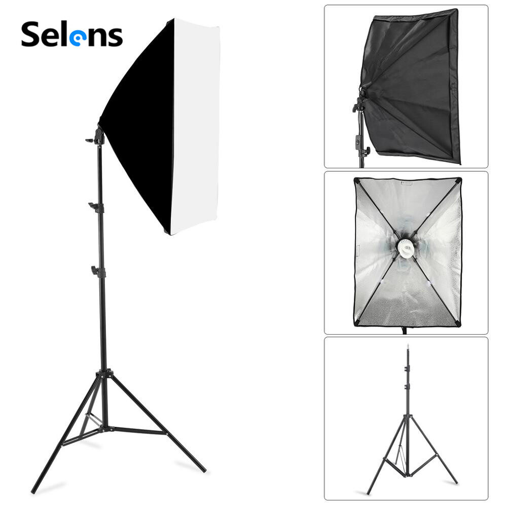 Selens bộ đèn hộp mềm chụp ảnh, hệ thống đèn liên tục chuyên nghiệp 50x70cm với ổ cắm e27 dành cho thiết bị studio chụp ảnh