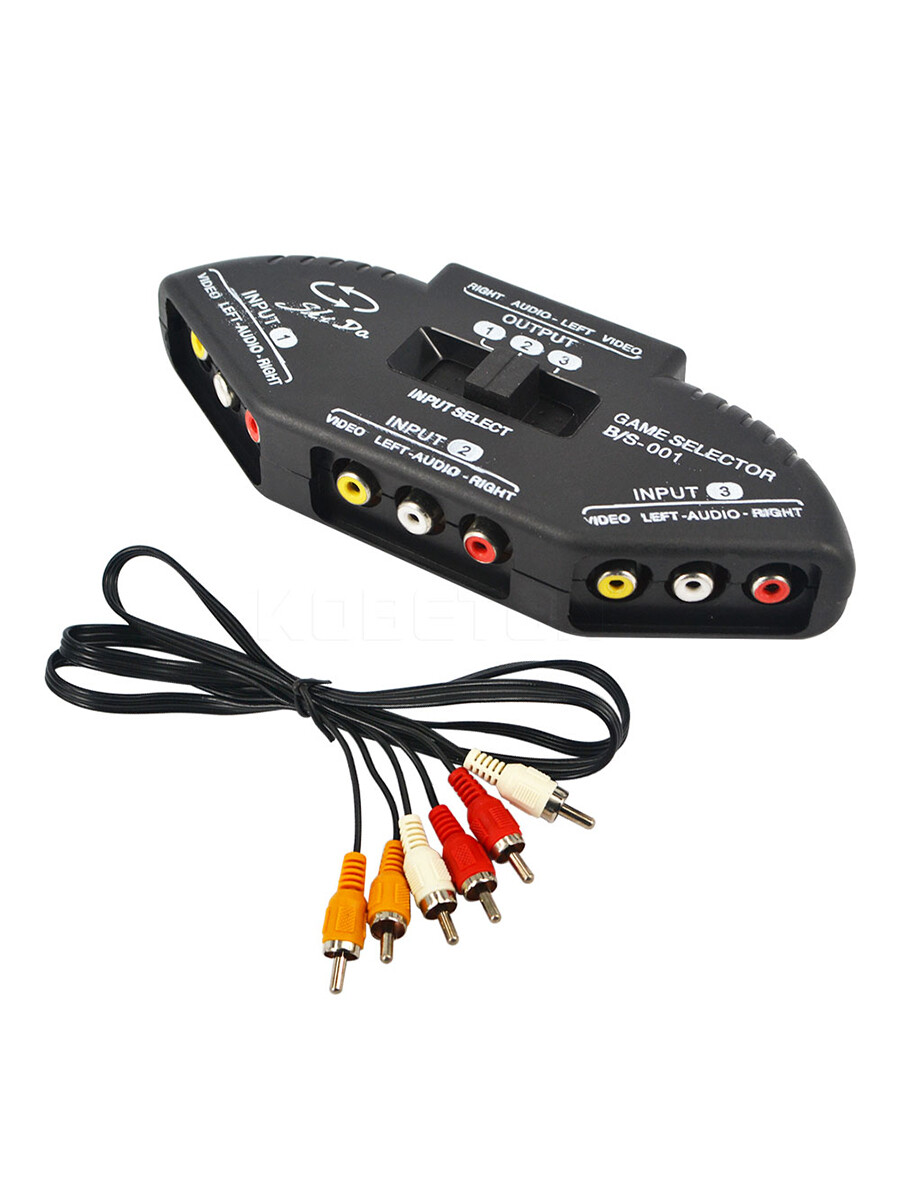 Bộ Chuyển Đổi Video Âm Thanh 3 Cổng Bộ Chia AV RCA Bộ Chọn Cáp AV Tổng Hợp RCA Cho STB TV DVD Player XBOX PS2