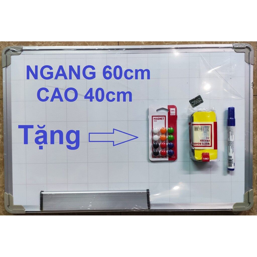 Bảng từ trắng viết bút lông kích thước 40 x 60cm tặng nam châm,bút, lau bảng