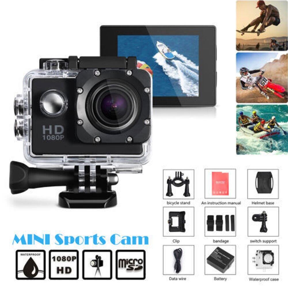 Camera Ghi Hình Lặn Chống Nước Hành Động Thể Thao HD 1080P Camera Full HD Máy Quay Video Tập Thể Dục Cực Mạnh Máy Quay Kỹ Thuật Số
