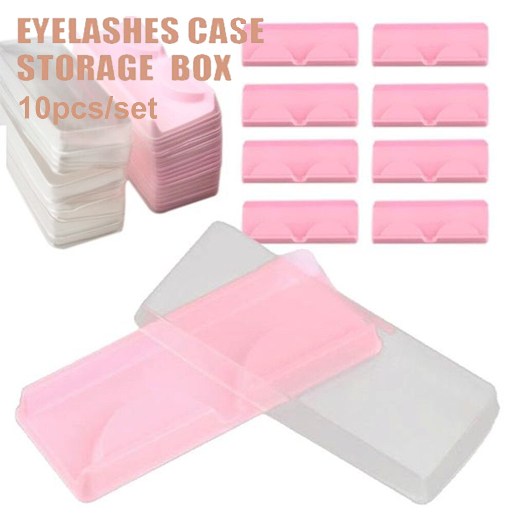 ETANGL 10Pcs สีชมพู Reuseable สำหรับขนตาปลอมพลาสติกขนตาปลอมเคสใส่ของบรรจุกล่องคอนเทนเนอร์ขนตาถาด