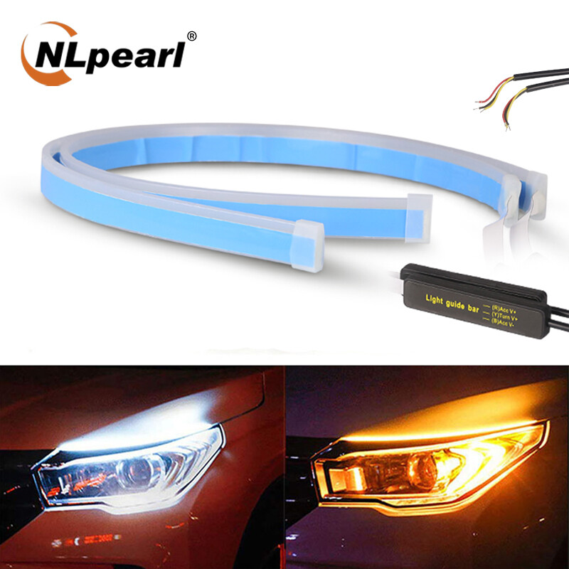 Nlpearl 1 cặp dây đèn led linh hoạt, drl đèn led chạy ban ngày, không thấm nước drl tuần tự 30cm 45cm 60cm tín hiệu rẽ led