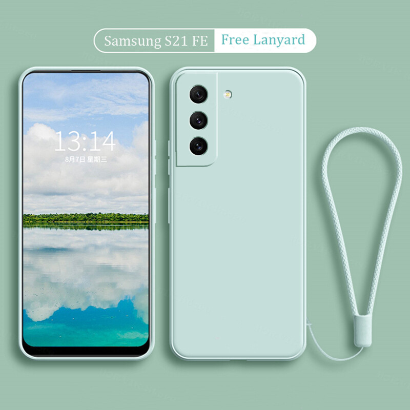 Ốp Điện Thoại Cho Samsung Galaxy S21 FE 5G Ốp Dễ Thương Màu Kẹo Bảo Vệ Ống Kính Ốp Lưng TPU Mềm Silicon Lỏng Viền Thẳng Màu Trơn