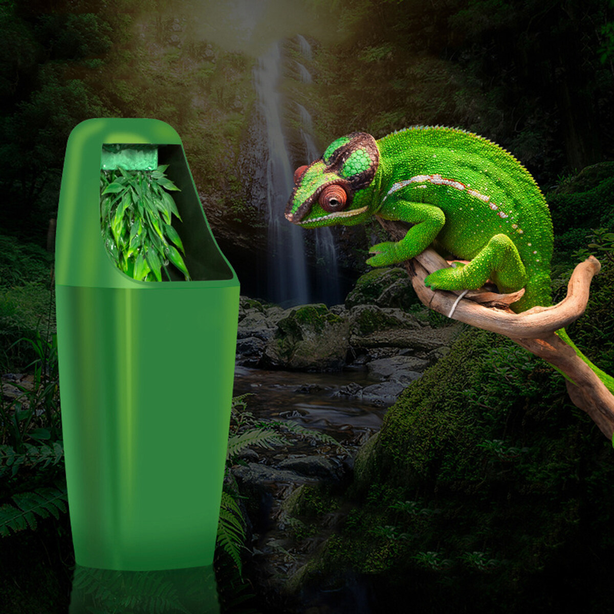 Reptile Drinking Water Fountain Humidifier Feeder Chameleon Dispenser