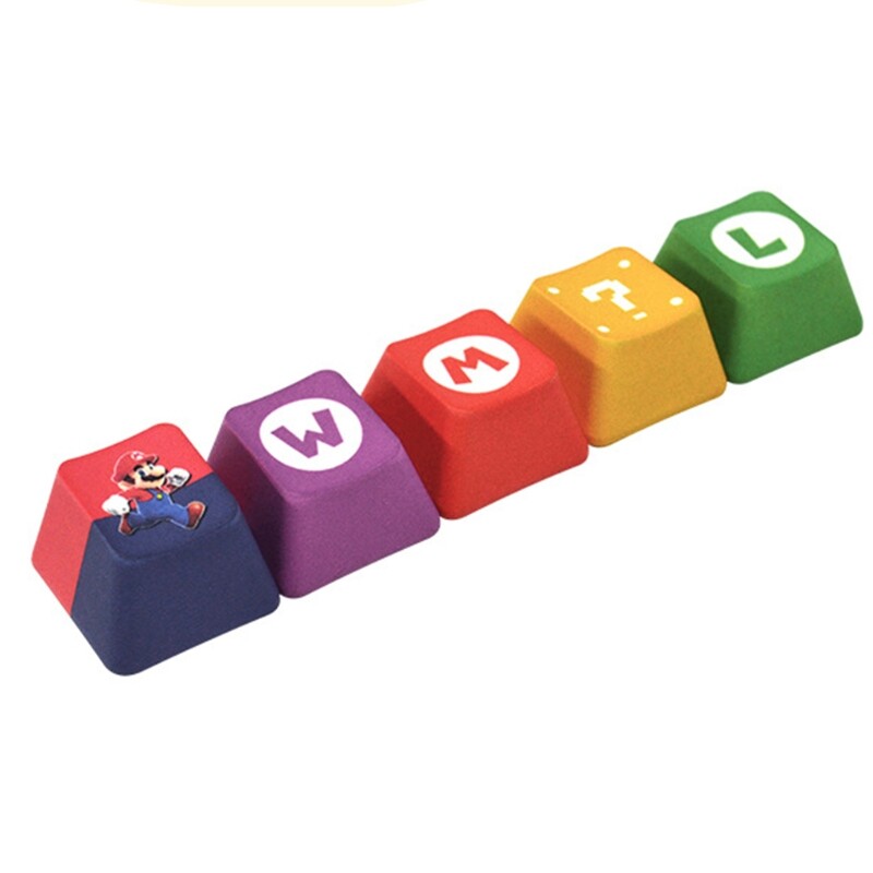 Bộ Điều Chỉnh PBT CMYK Định Hình OEM 5 Phím Nắp Phím Chìm Nhuộm Mario Keycaps Cho Cherry MX Switches Bàn Phím Cơ 5 Chiếc