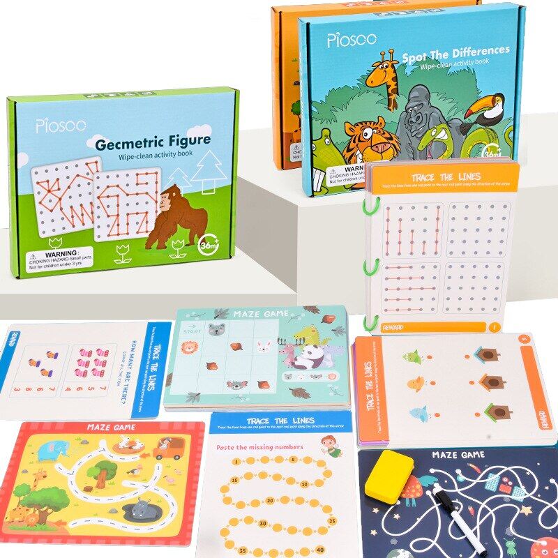 My First Pen Control Training Toys Color Shape Math Match Game Wipe Clean Workbook DIY Drawing Set Educational Toys For Children