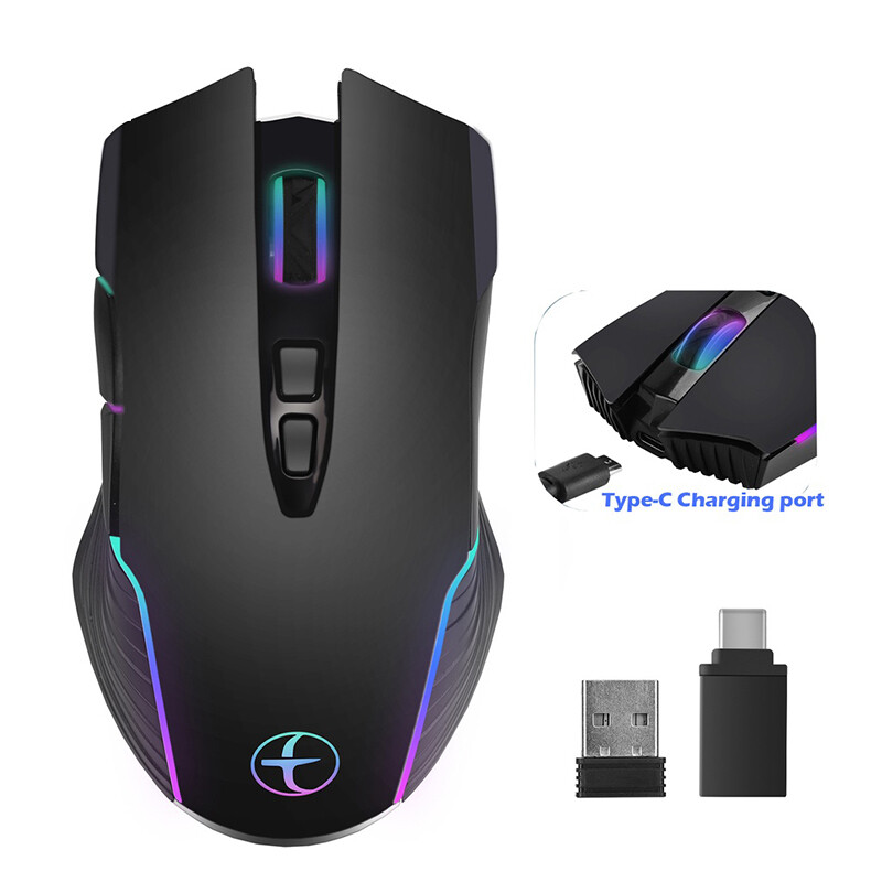 Type-C+USB 2.4Ghz Wireless Mouse with Usb C Receiver for Macbook Pro and Chromebook Backlit Wireless Mouse LED Silent Click