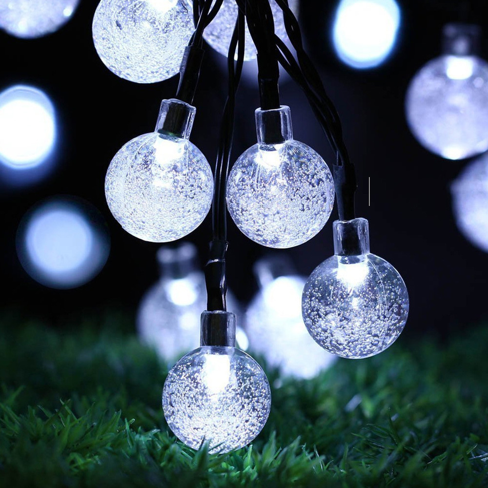 Đèn LED Năng Lượng Mặt Trời Quả Cầu Pha Lê Đèn Thần Tiên Dây LED Công Suất Năng Lượng Mặt Trời Vòng Hoa Trang Trí Ngày Lễ Giáng Sinh Sân Vườn Ngoài Trời