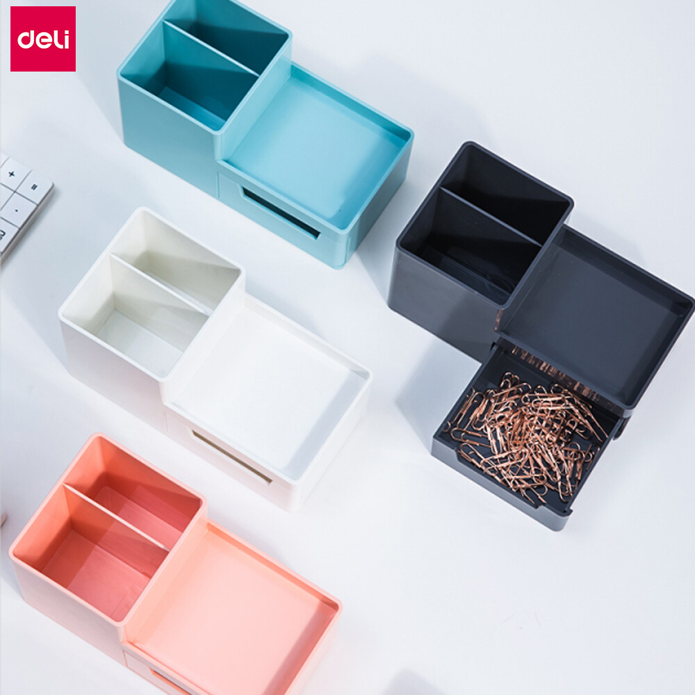 Deli Hộp Sắp Xếp Văn Phòng Phẩm Hộp Đựng Đồ Lặt Vặt Để Bàn 3 Ngăn 1 Ngăn Giá Đựng Bằng Nhựa ABS Dung Tích Lớn Hộp Đựng Bút Chì Để Bàn Miếng Dán Ghi Nhớ Góc Tròn Dụng Cụ Quản Lý Đồ Lặt Vặt Trong Nhà Văn Phòng Trường Học Ký Túc Xá