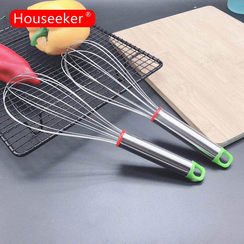 Houseeker máy đánh trứng bằng thép không gỉ máy đánh bóng dây nhà bếp máy đánh trứng sữa dụng cụ nhà bếp trộn trứng