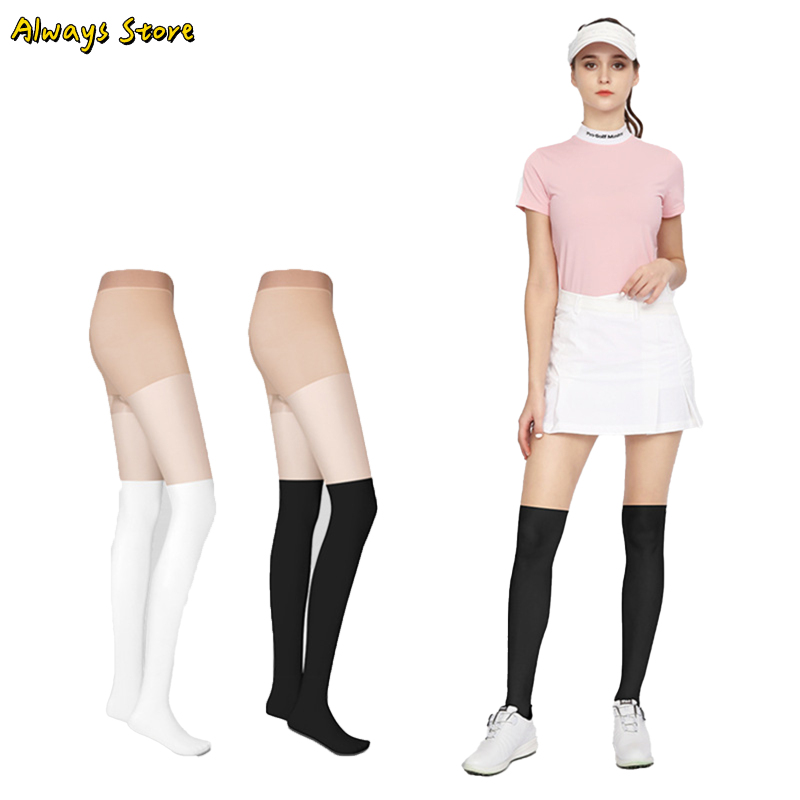 Women Golf Stockings Leggings Breathable Sun Protection Contrast Color Pgm Golf Ice Silk Sports Socks ราคา 163 บาท*ส่งฟรี