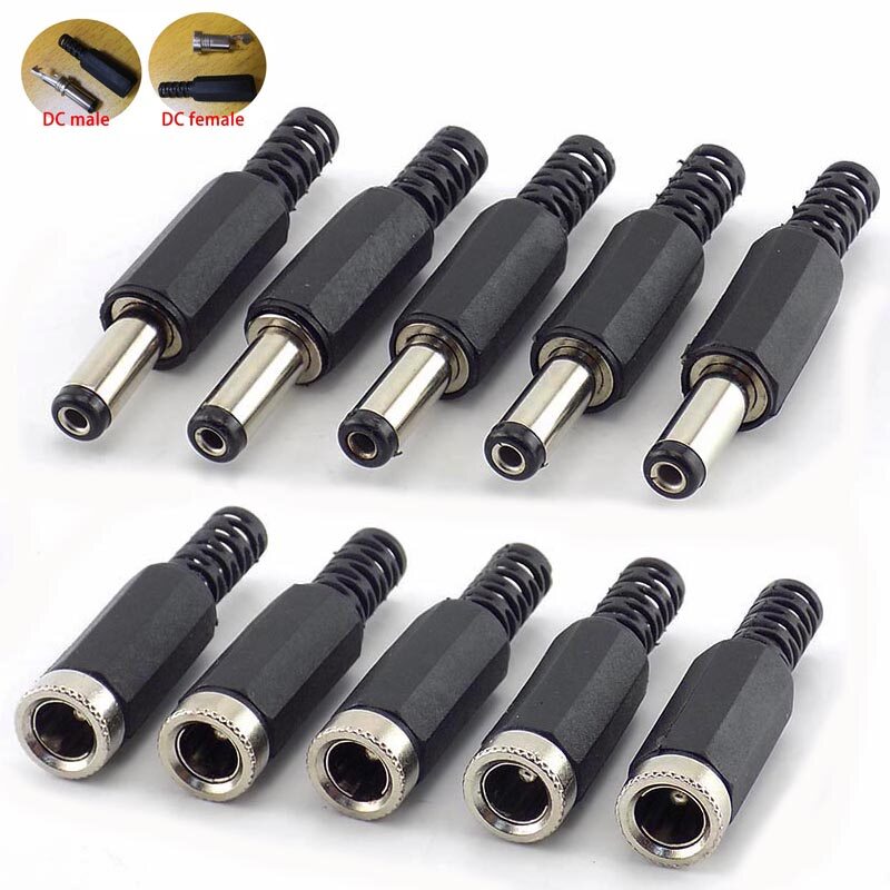 20 Cái Đầu Nối DC Đực Cái, Giắc Cắm Bộ Chuyển Đổi Nguồn Điện Một Chiều Hệ Thống An Ninh Camera CCTV Phụ Kiện Cctv Tự Làm 2.1*5.5MM