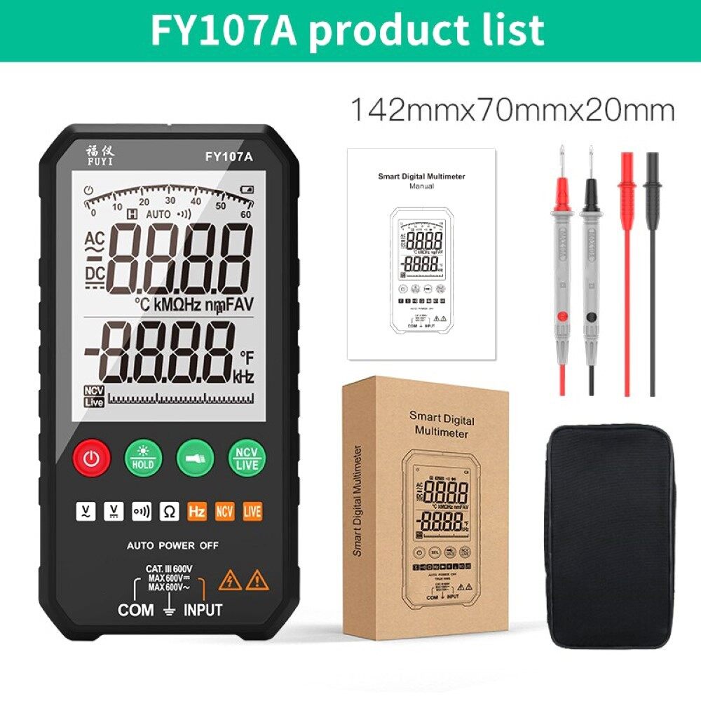 Hotax fuyi đồng hồ vạn năng kỹ thuật số máy kiểm tra điện áp ac/dc rms thật 6000 đếm máy đo diode ncv liên tục tần số công suất điện trở fy107c