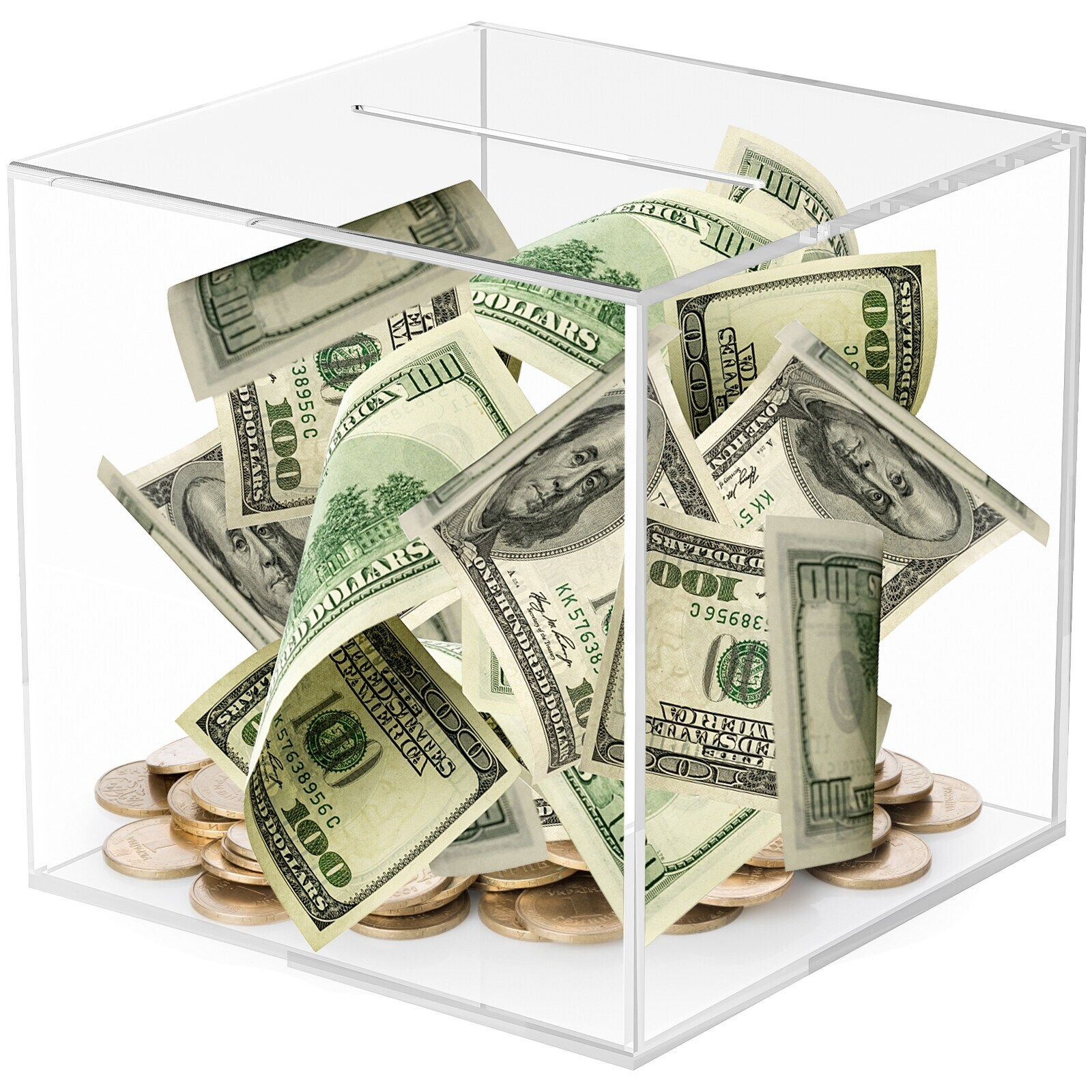 【Huahua grocery】 Piggy Banks For Adults Unopenable Piggy Bank Money Box for Kids Transparent Coins Saving Pot Cash Container