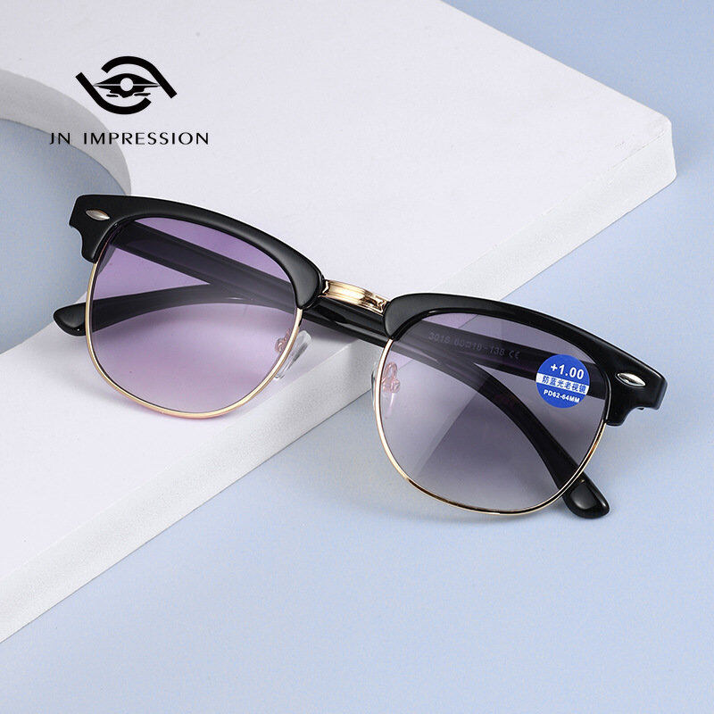 JN IMPRESSION Progressive Bi-optic Reading Glasses Women's Far and Near Dual-use Anti-blue Light Reading Glasses Men's Retro Reading Glasses+1.0,+1.5,+2.0,+2.5,+3.0,+3.5,+4.0 ราคา 178 บาท*ส่งฟรี