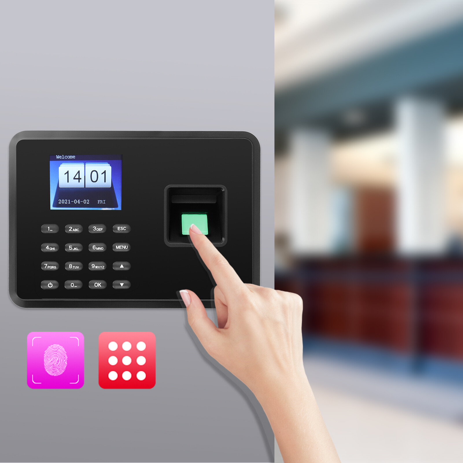 Máy chấm công Máy chấm công mật khẩu Máy chấm công báo giờ máy chấm công với 1 x Vít bộ khung cho máy chấm công