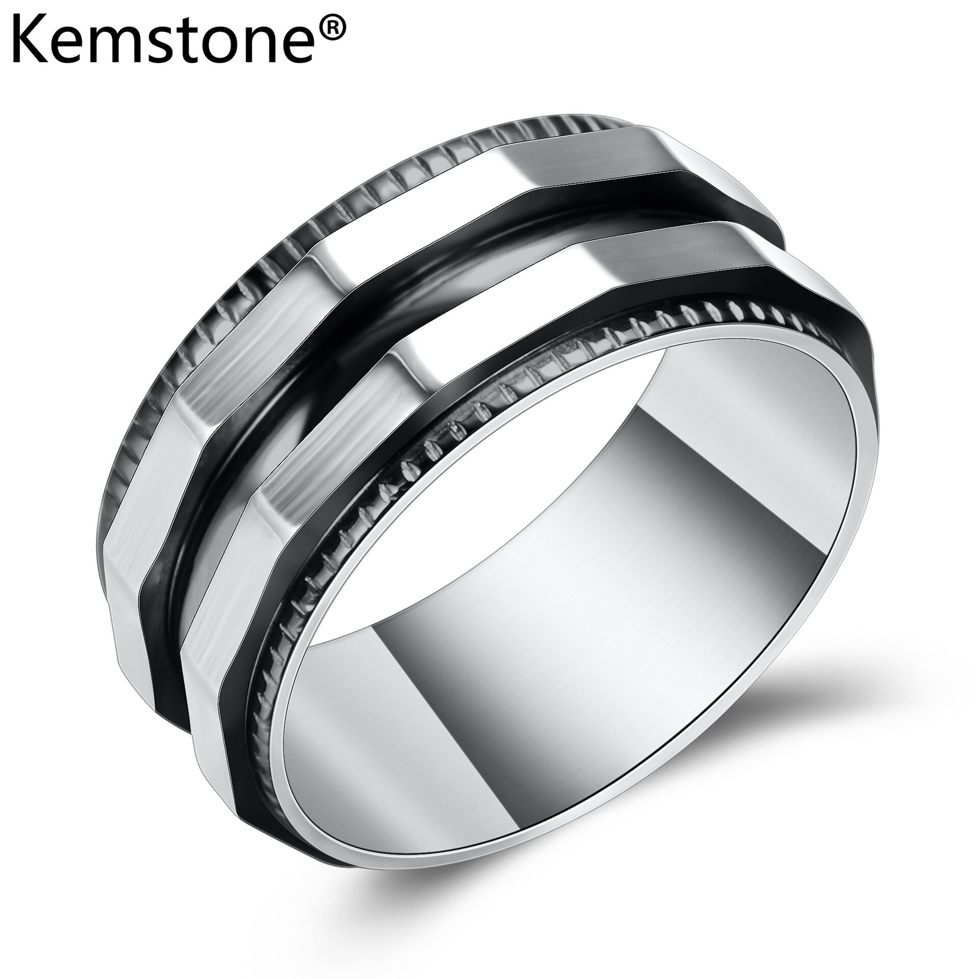 Kemstone Fashion Stainless Steel Simple Ring for Men