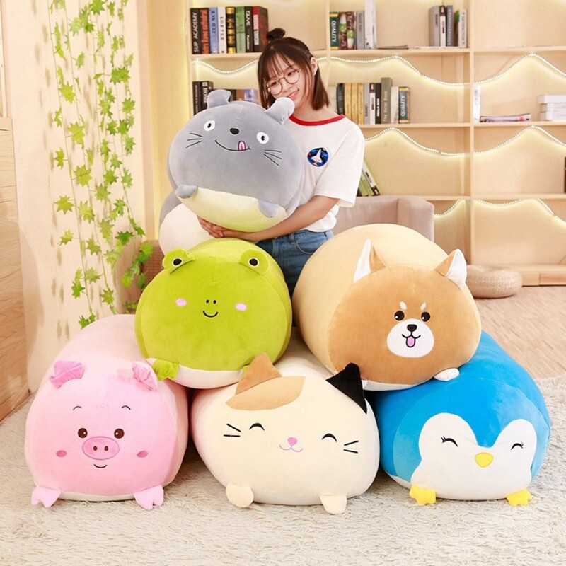 [Super soft cushion] 28CM Soft Animal Cartoon Pillow Cushion Cute Fat Dog Cat Totoro Penguin Pig Frog Plush Toy Stuffed Lovely kids Birthyday Gift