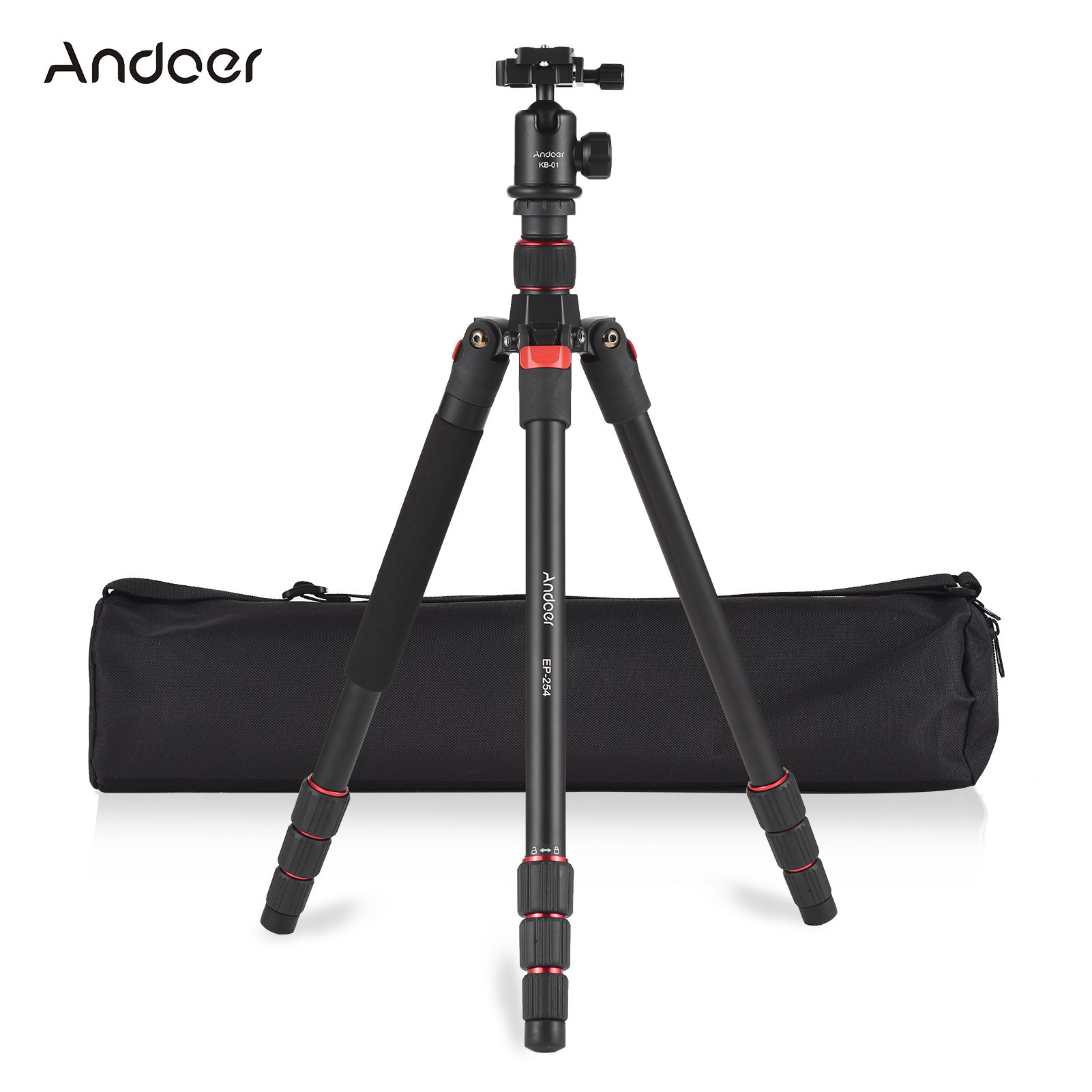 Andoer 153cm/60in Portable Camera Tripod Stand Aluminum Alloy with Detachable Monopod 360°Rotatable Ball Head 10kg/22lbs Load Capacity with Carry Bag for DSLR Camera Camcorder Smartphone