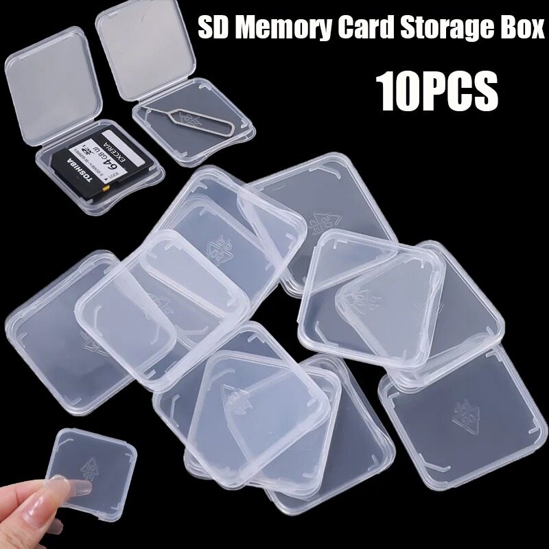 10 chiếc hộp thẻ nhớ SD tay trong suốt Hộp đựng đầu đọc thẻ Micro SD chống hư hại