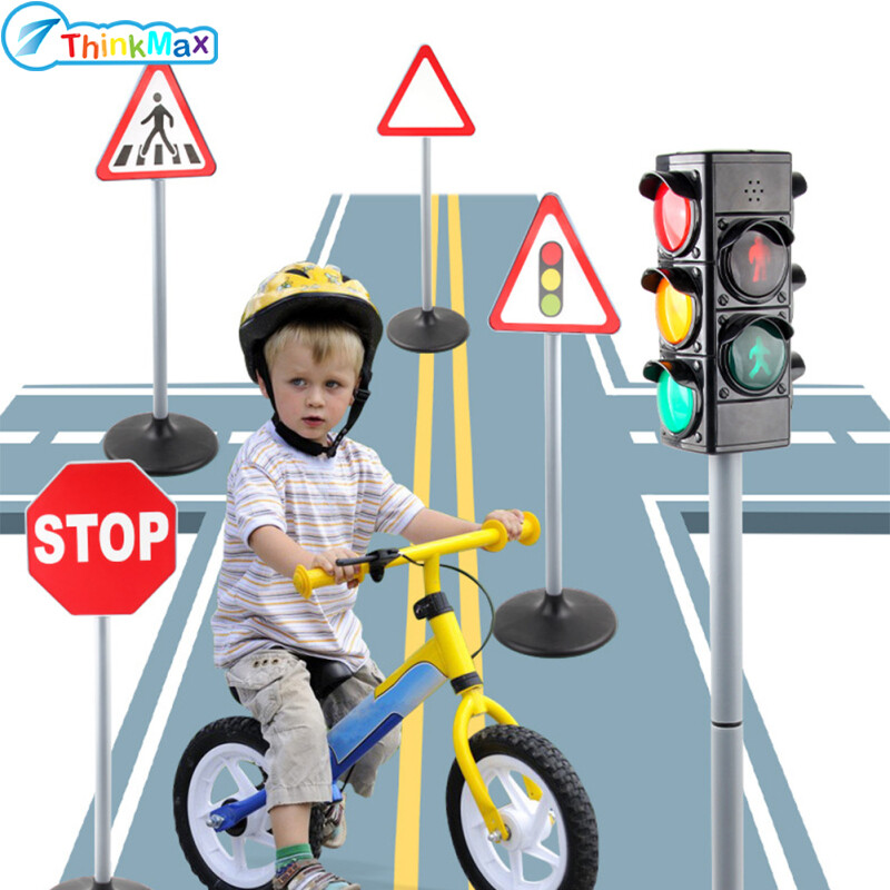 thinkmax 1 Set Simulation Traffic Lights Toy Traffic Safety Signs Model Scenes Science Education Toys