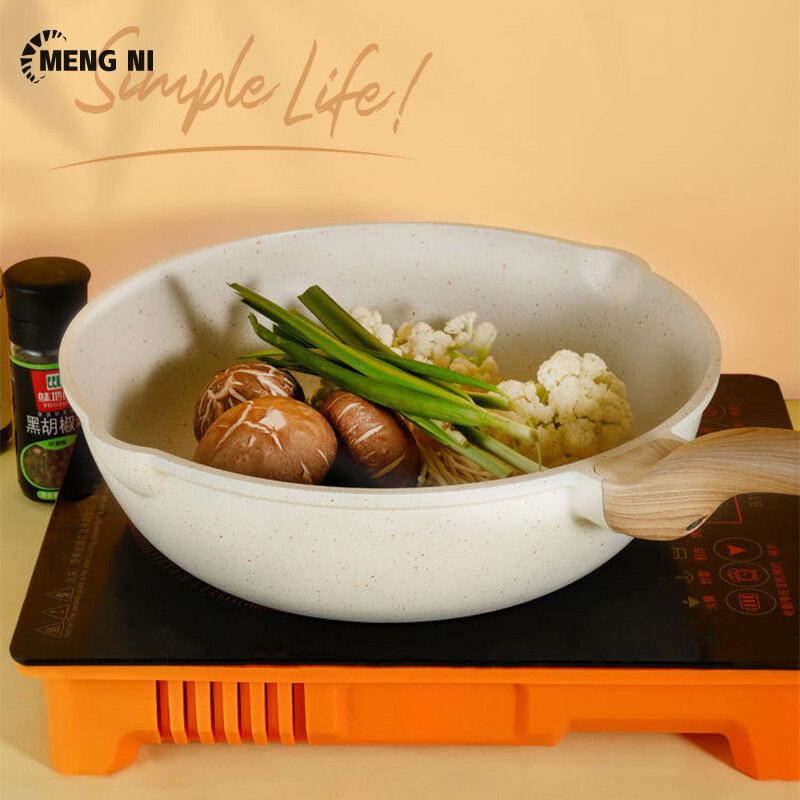 HANGDIANĐáy đá cẩm thạch phủ chảo, đáy sâu, chảo chống dính dễ dàng làm sạch. Chảo chống dính, chảo, chảo, đun nóng nhanh. Ít dầu, ít khói. Đối với tất cả các loại bếp, chảo phủ đá, chảo chống dính, lớp phủ chảo chống dính. Mức tiêu t