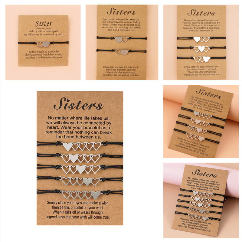 2/3/4/5 Chiếc Vòng Tay Thẻ Chị Em Vòng Tay Trái Tim Phối Hợp Quà Tặng Tình Bạn Cho Chị Em Bạn Thân N