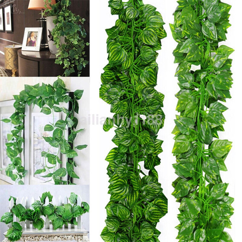 1 chuỗi m cây thường xuân lá xanh nhân tạo dây leo lá giả trang trí nhà cửa dây mây nhựa trang trí tường