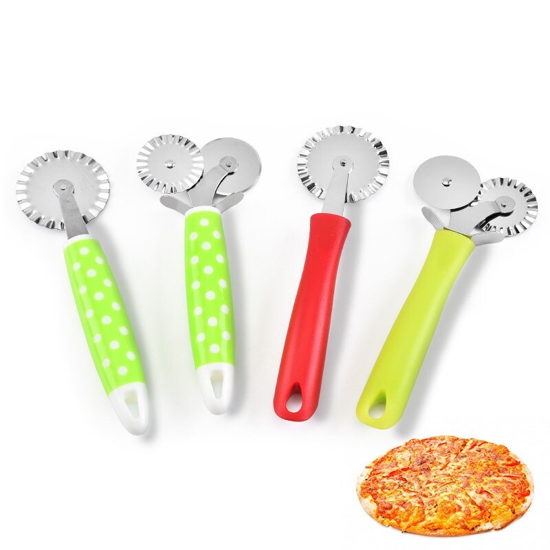[A Boutique12]◘ ✓ Con Lăn Đôi stainess bánh xe bằng thép cán Slicer Pastry mì ống đồ cắt bột dụng cụ cắt xách tay Dao cắt pizza