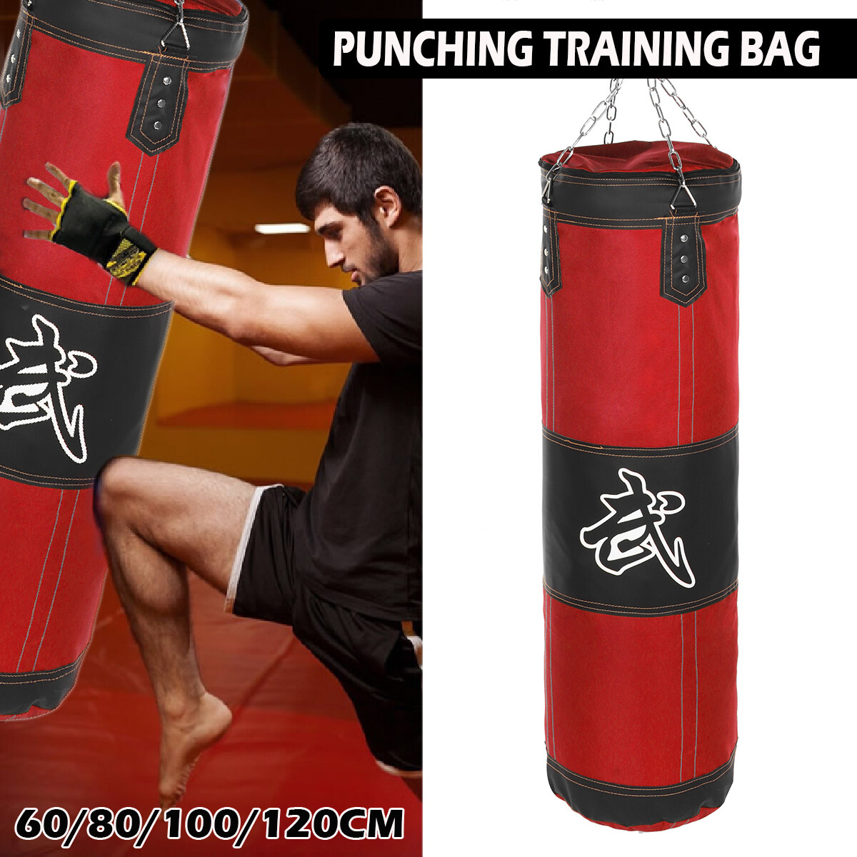 Chịu lực cao Đấm Bốc MMA Karate luyện đấm túi có dây chuyền-80cm-