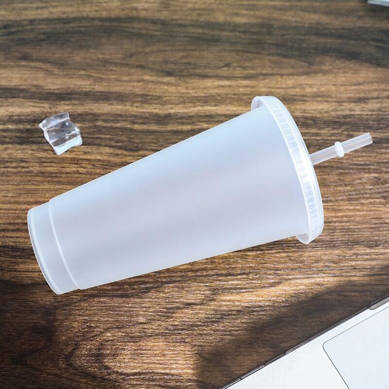 473/700ml cốc vại nhựa với rơm và nắp chai nước tái chế cho cà phê nước trái cây trà sữa không chứa BPA chai nước Xmas Quà Tặng
