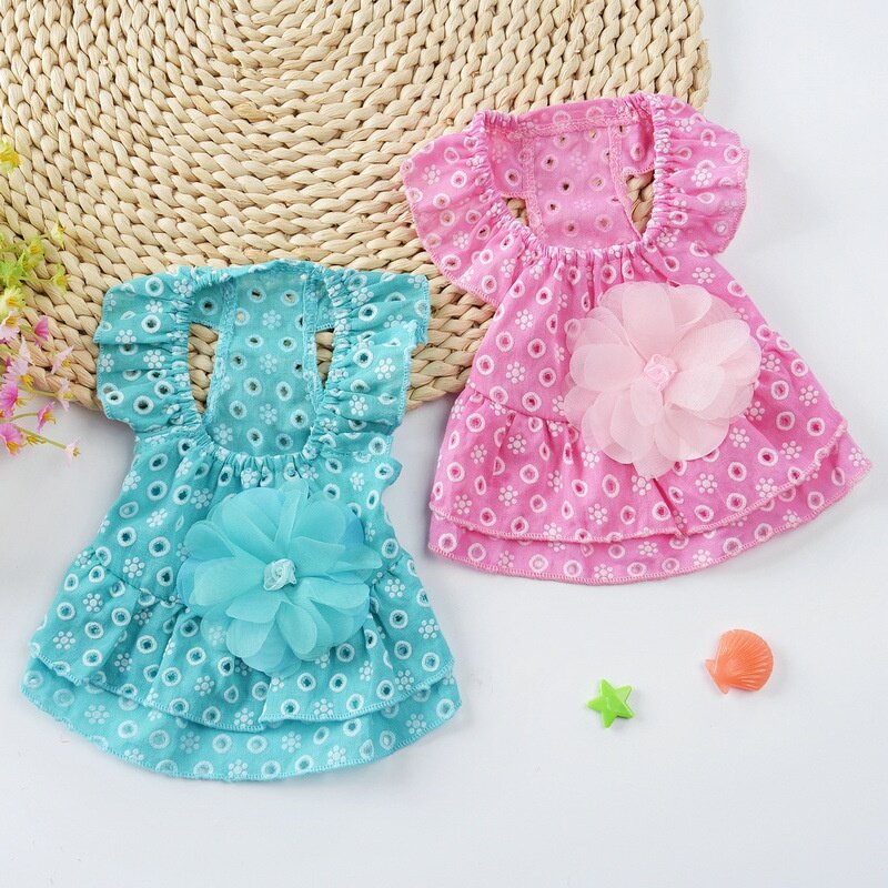 Summer Thin Style Spring/Summer Clothes S-XL Size Blue/Pink Small Dog Puppy/Poodle/Bichon Frise Lace Princess Skirt Pet Clothing