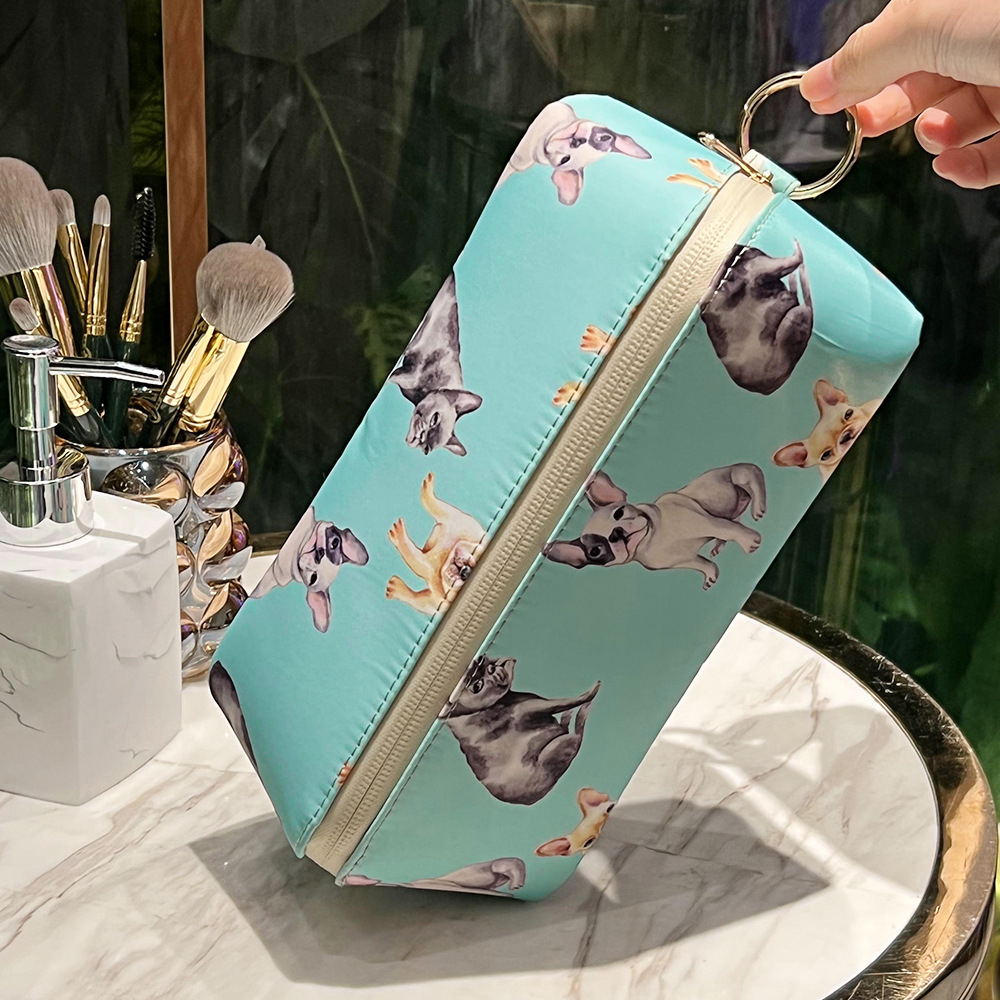 Không thấm nước Túi mỹ phẩm in hình vuông dễ thương Dung tích lớn Túi đựng đồ du lịch xách tay Túi lưu trữ chống thấm nước
